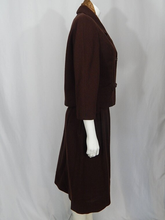 Brown Crepe Fifties Suit Small Women's 50's Fried… - image 5