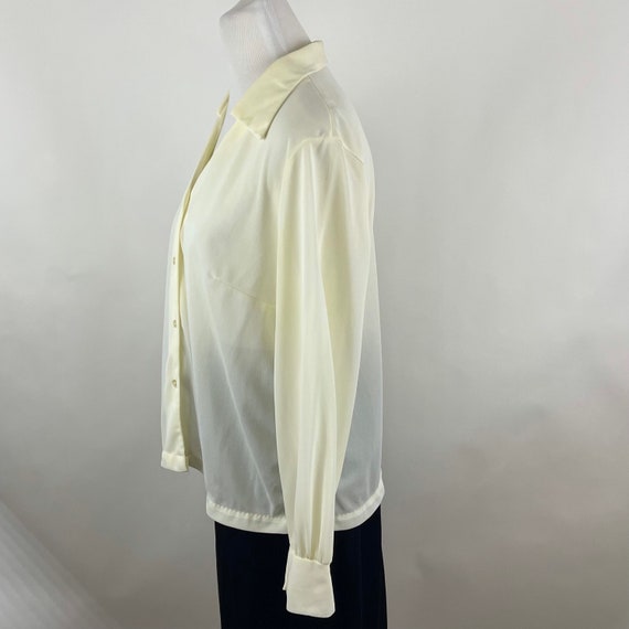 Off White Cream 70’s Collared Blouse XL Long Slee… - image 6