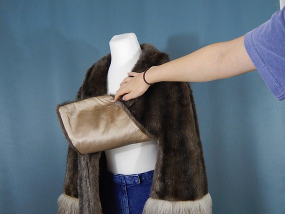 Brown Faux Fur Cape Small Stole Jacket Prom Forma… - image 4