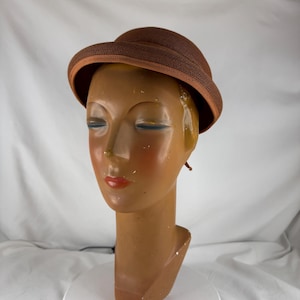 Vintage Richard Original Gray Velvet & Copper Satin Pillbox Hat Union Made 1950s Vintage richard original black - Gem main image 2