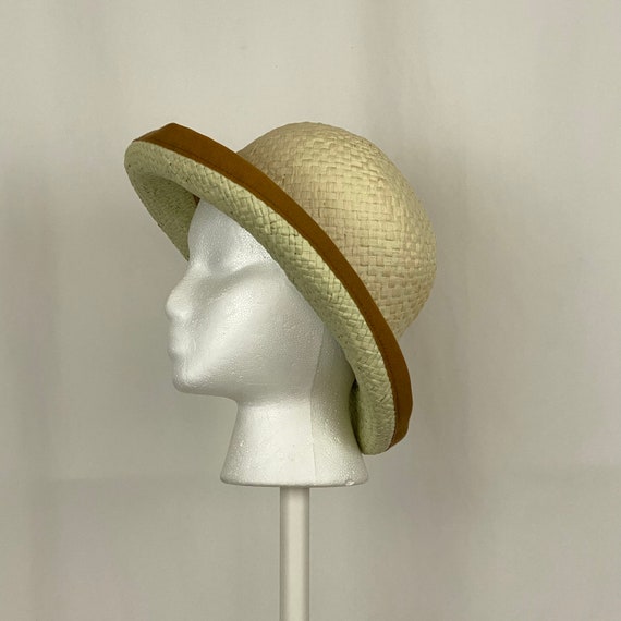 Cream Mod Bowler Small 60's Straw Women's Hat Mint In… Gem
