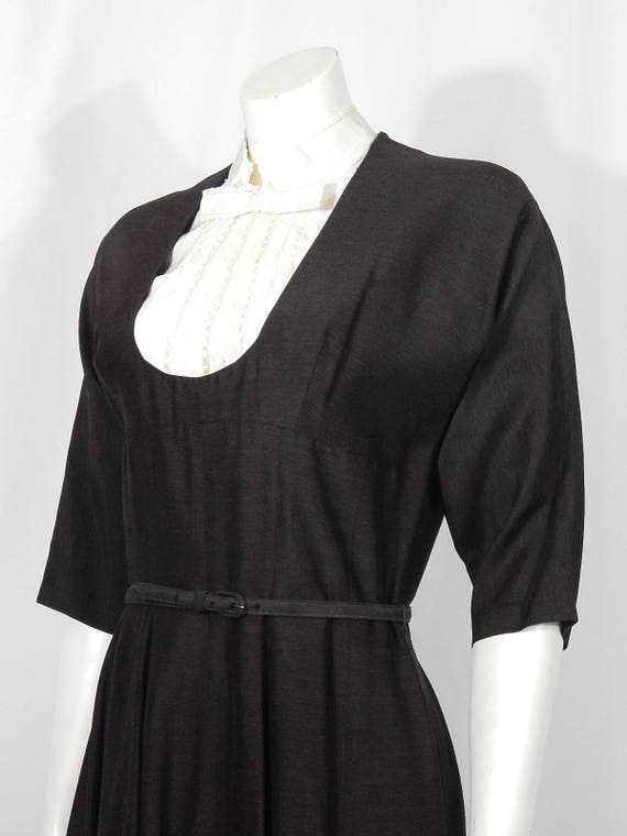 Tuxedo Front Black Dress Medium Fifties Rusty Brow