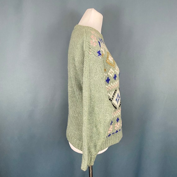 Seafoam Green Eighties Sweater Medium XOXO Women'… - image 6