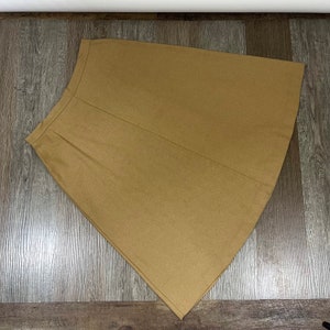 Khaki 70&#39;s A Line Skirt Large Wool Blend 32 P.H.M. Sportswear Made in USA Preppy Career Work