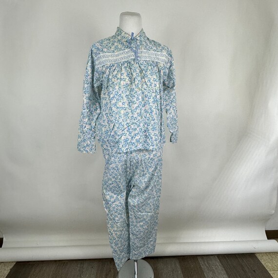 Blue Flannel Pajamas Small 36 Cotton Peter Pan Co… - image 2