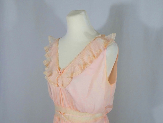 Pink 50's Night Gown Medium AS IS Slip Dress Crea… - image 2