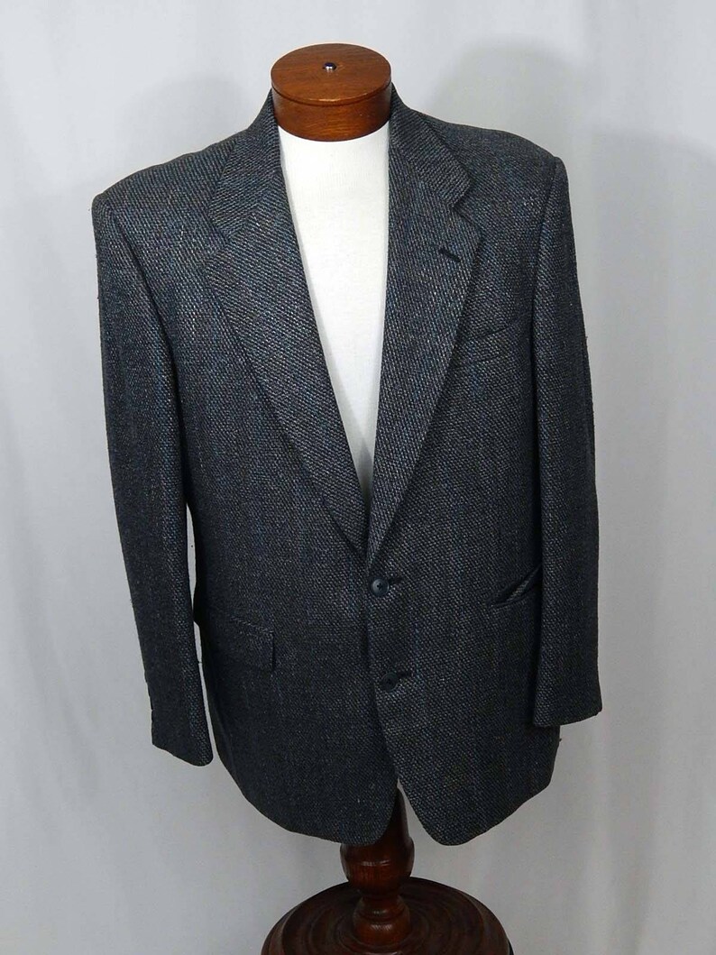 Black White Blazer Large 42R Twill Weave Sport Coat Jacket Etsy