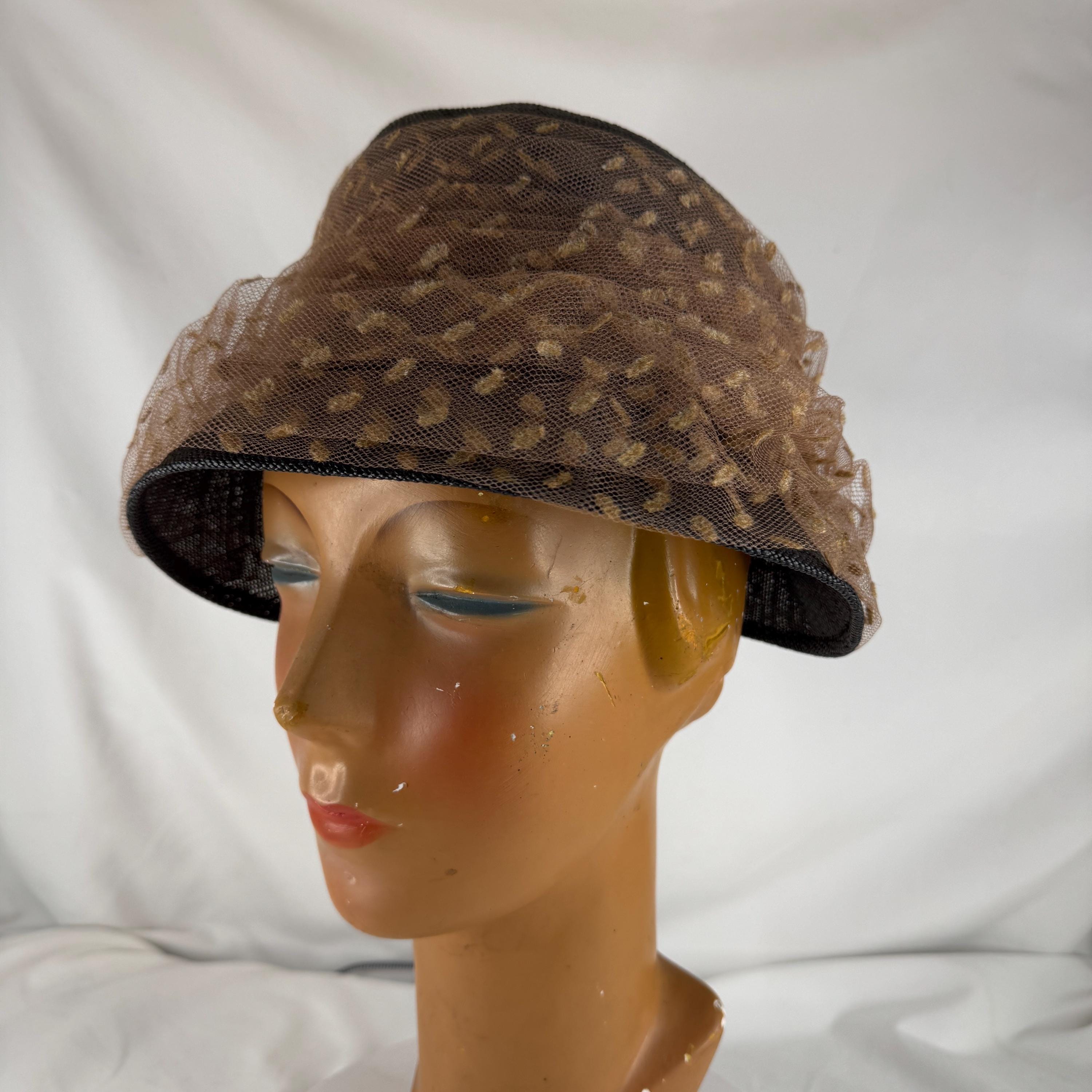 Vintage Black Peach Basket Pillbox Setmar New York Hat Vintage 1960s Brown Wool Peach Basket Hat, Chic Vintage 60s  main image 4