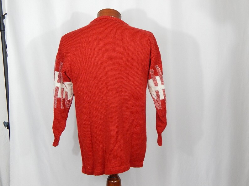 UGLY CHRISTMAS SWEATER Red White with Silver Bells Medium M Vanna White for R /& K Originals 90s Nineties