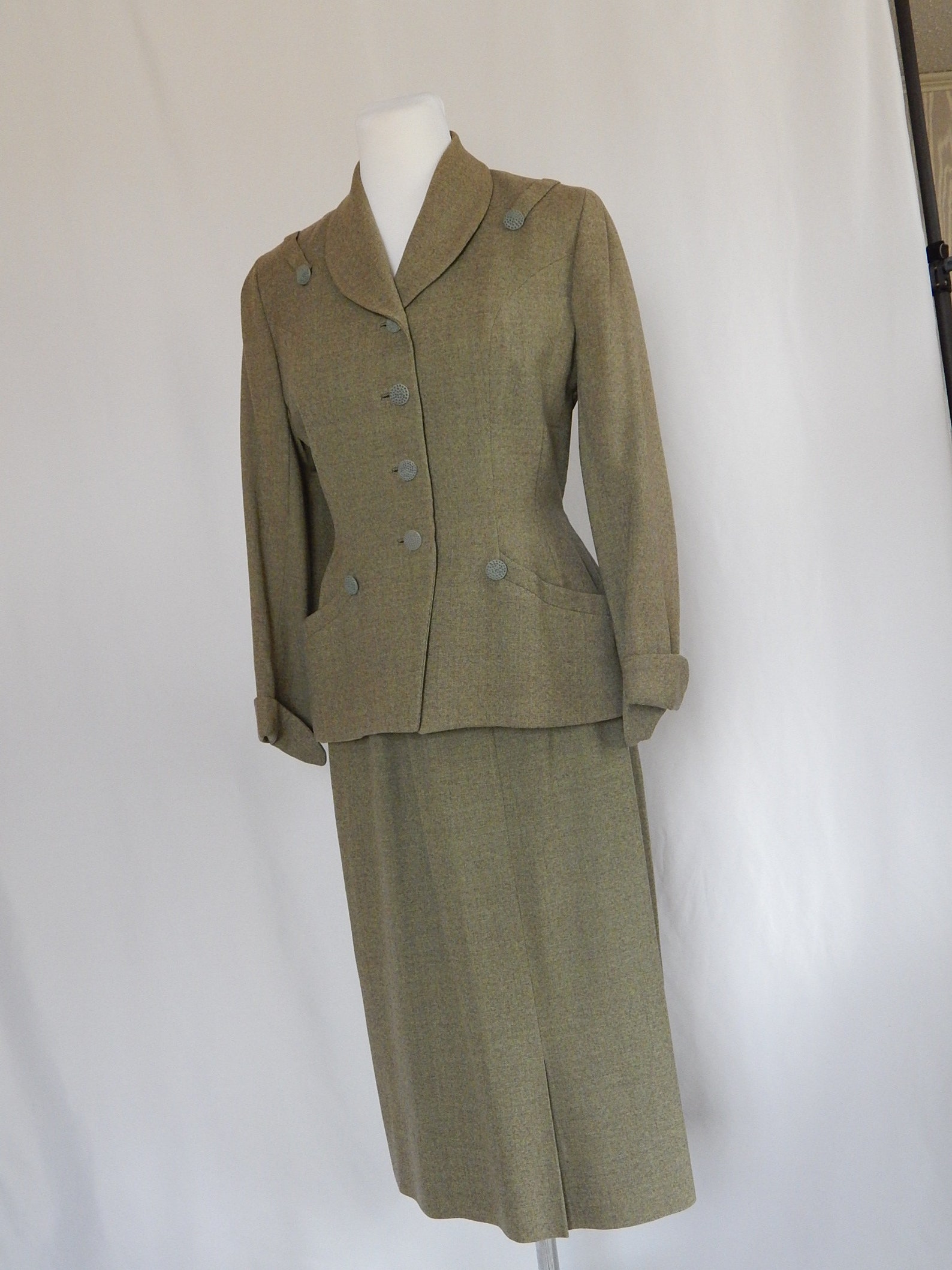 Sage Green Brown Forties Suit Small S Women's 2 Piece | Etsy