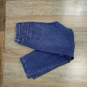 Medium Wash Mom Jeans 32&quot; Waist 31.5&quot; Inseam Medium Wash White Pin Stripe Twill  High Waisted Straight Leg Nineties Venezia Size 14 Tall