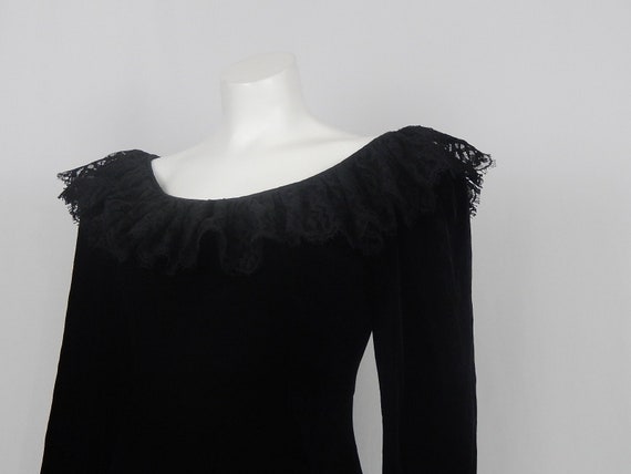 Black Velvet Prairie Dress Small Lace Dress 90's … - image 2