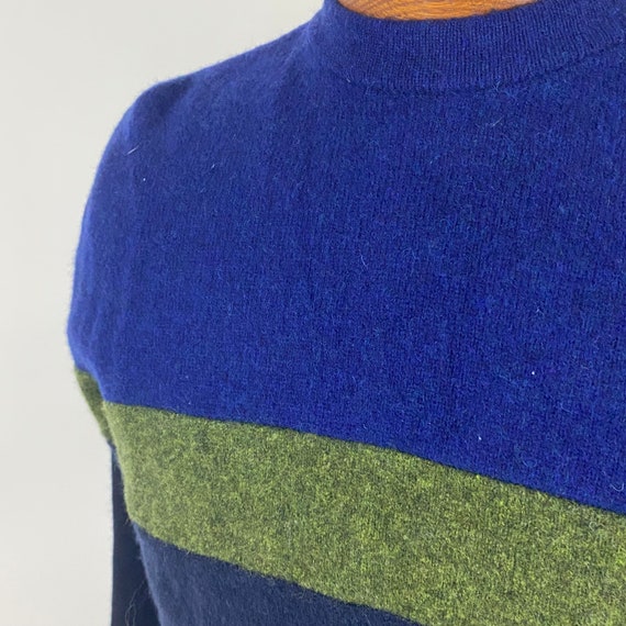 Blue Green Stripe 90's Sweater Medium Graphic Kni… - image 6