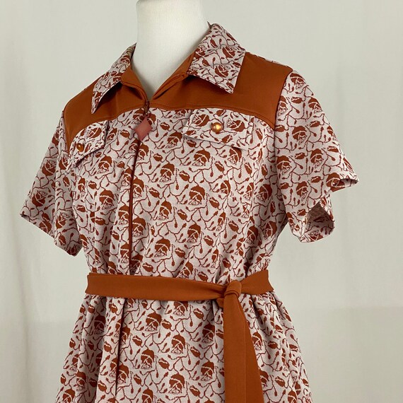 Copper White Pants Suit Large Seventies Polyester