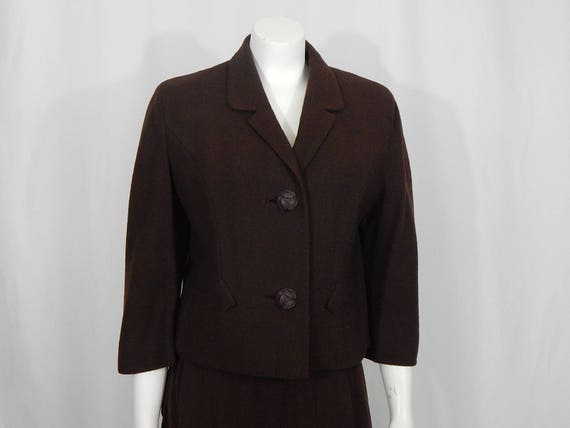 Brown Crepe Fifties Suit Small Women's 50's Fried… - image 8