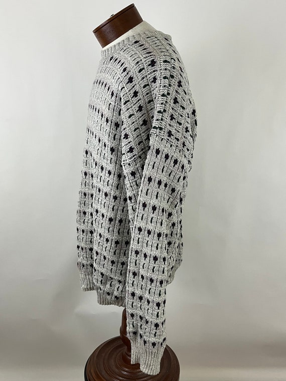 Gray Geometric Novelty Sweater XL Midnight Blue P… - image 6