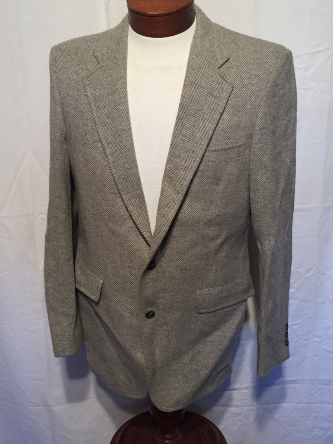 Gray Cream Herringbone Sport Coat Medium 40 Jacket Blazer 2 | Etsy