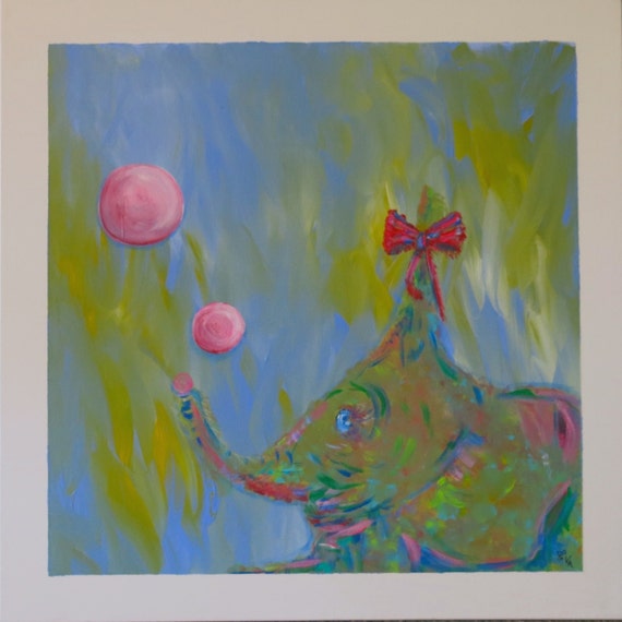 Elephant Blowing Bubbles Painting