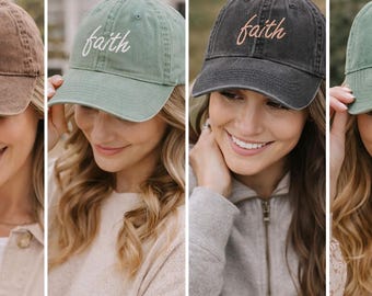 Glaube gestickte Dad-Hut, Vintage gewaschene christliche Kappe