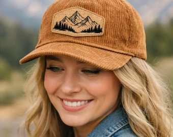 Berg Cord Hut | Outdoor Hut | Wandermütze | Natur Hut | Camping Hut | Abenteuer Hut | Roter Berg Patch