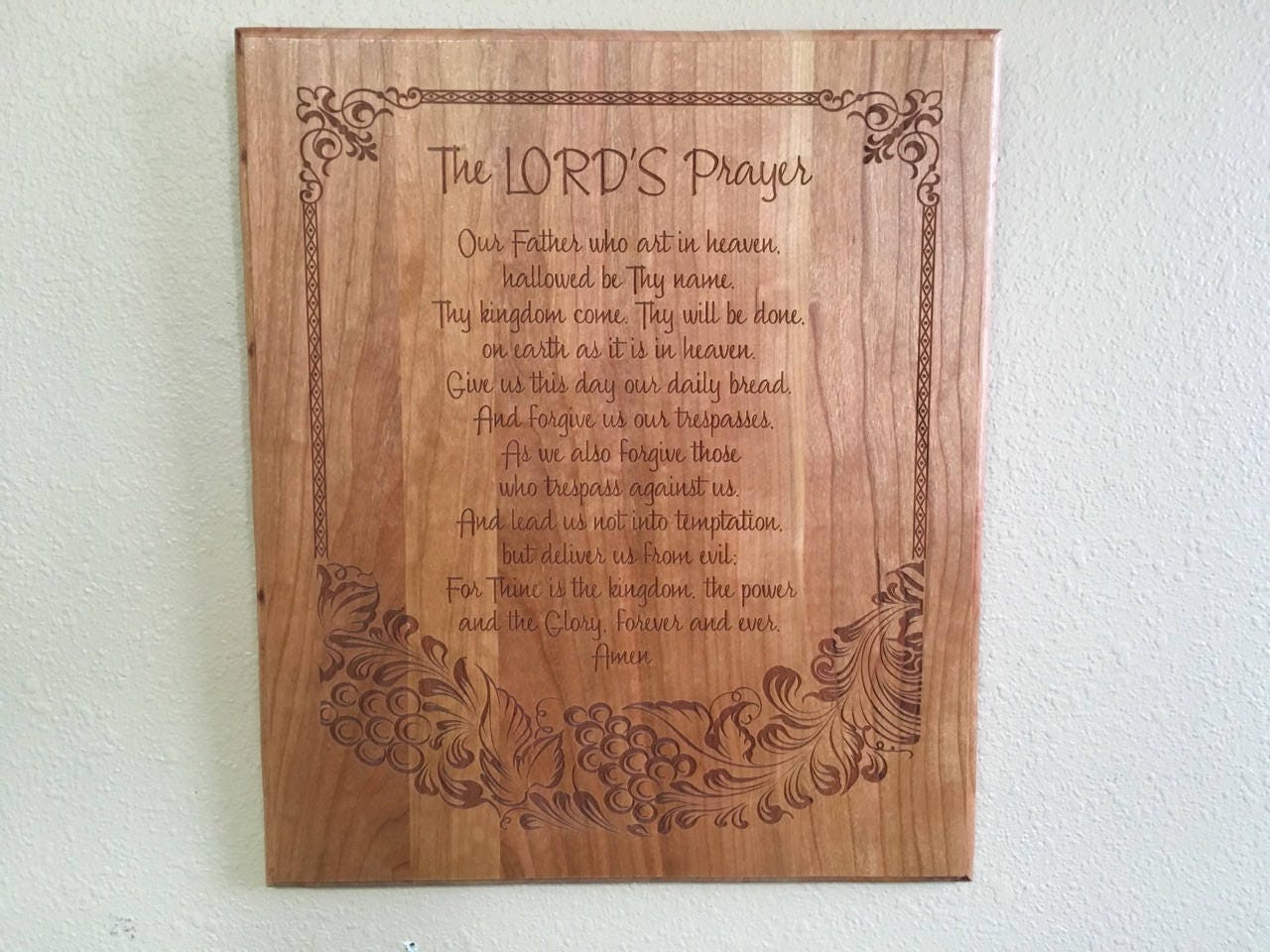 The Lord's Prayer Cherry Wall Decor Laser Engraved Etsy