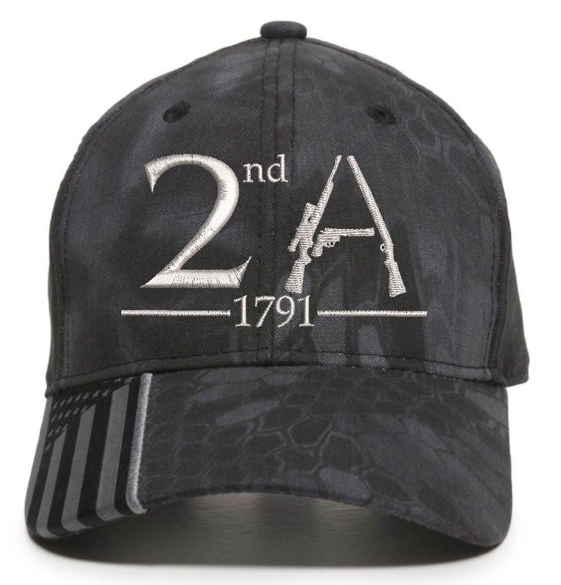 We The People Embroidered Hat – 2nd Amendment USA300 – Outdoor Cap With Flag Brim – Brushed Cotton Twill – Adjustable – Jake Designing