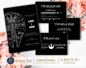 Star Wars Han & Leia Mariage Invitation Personnalisée billet inviter Carte D'Anniversaire