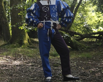 Landsknecht hose bicolour, german renaissance lansquenet trousers made of wool and lined with linen for historical reenactment, SCA and LARP