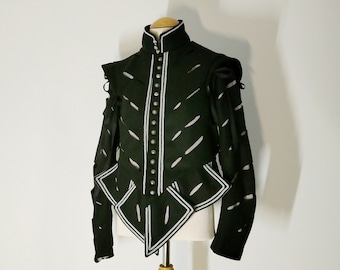 Slashed doublet, wollen jacket with detachable sleeves for historical reenactment, reproduction of an original from early 17th century