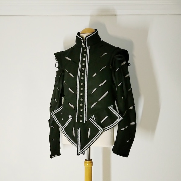 Slashed doublet, wollen jacket with detachable sleeves for historical reenactment, reproduction of an original from early 17th century