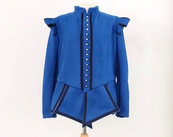 Blue musketeer's doublet, 17th century historical reenactment and LARP wollen jacket , blazer for Spanish Tercio, Elizabethan jacket