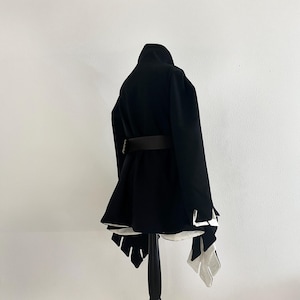 Houppelande for historical reenactment noble costume, Medieval men’s robe in black wool with wide sleeves, 14th 15th century mens costume image 6