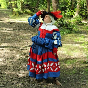 Vestido Trossfrau kampfrau, traje feminino de lansquenete para LARP e reconstituição histórica do século XVI, vestido renascentista alemão.