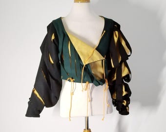 Men&#39;s renaissance clothing, historical woollen landsknecht jacket, slashed doublet with puffed sleeves,  costume for reenactment and larp