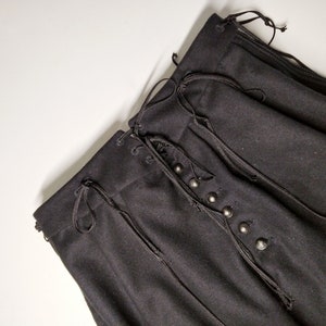 Trunkhose wollen zwarte broek, gezwollen renaissancebroek, Elizabethaans, eind 16e en 17e eeuw, Custom SCA, re-enactment en larp