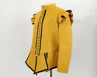 Yellow musketeer's doublet, wollen jacket for historical reenactment and larp Elizabethan jerkins.