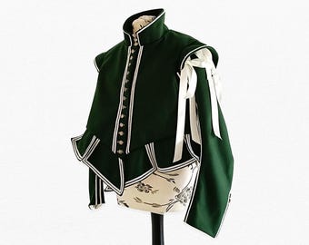Renaissance wool jacket, grey close-fitting doublet late 16th/early 17th century, costume for larp ren fair and historical reenactment