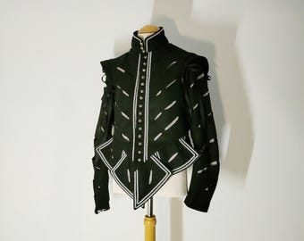 Slashed wool doublet inspired by 17th original with detachable sleeves for early 17th century historical reenactment or LARP costume