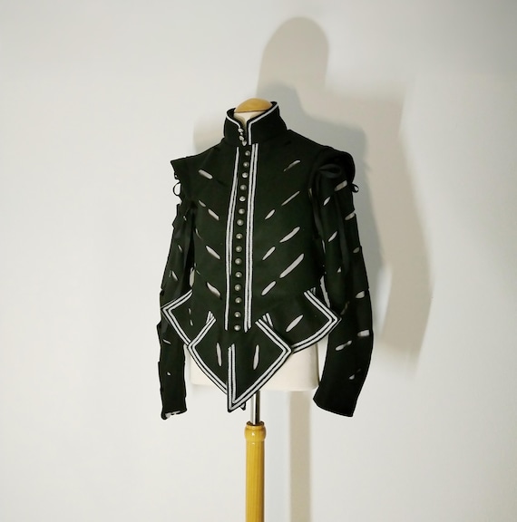 Slashed Wool Doublet Inspired by 17th Original With Detachable