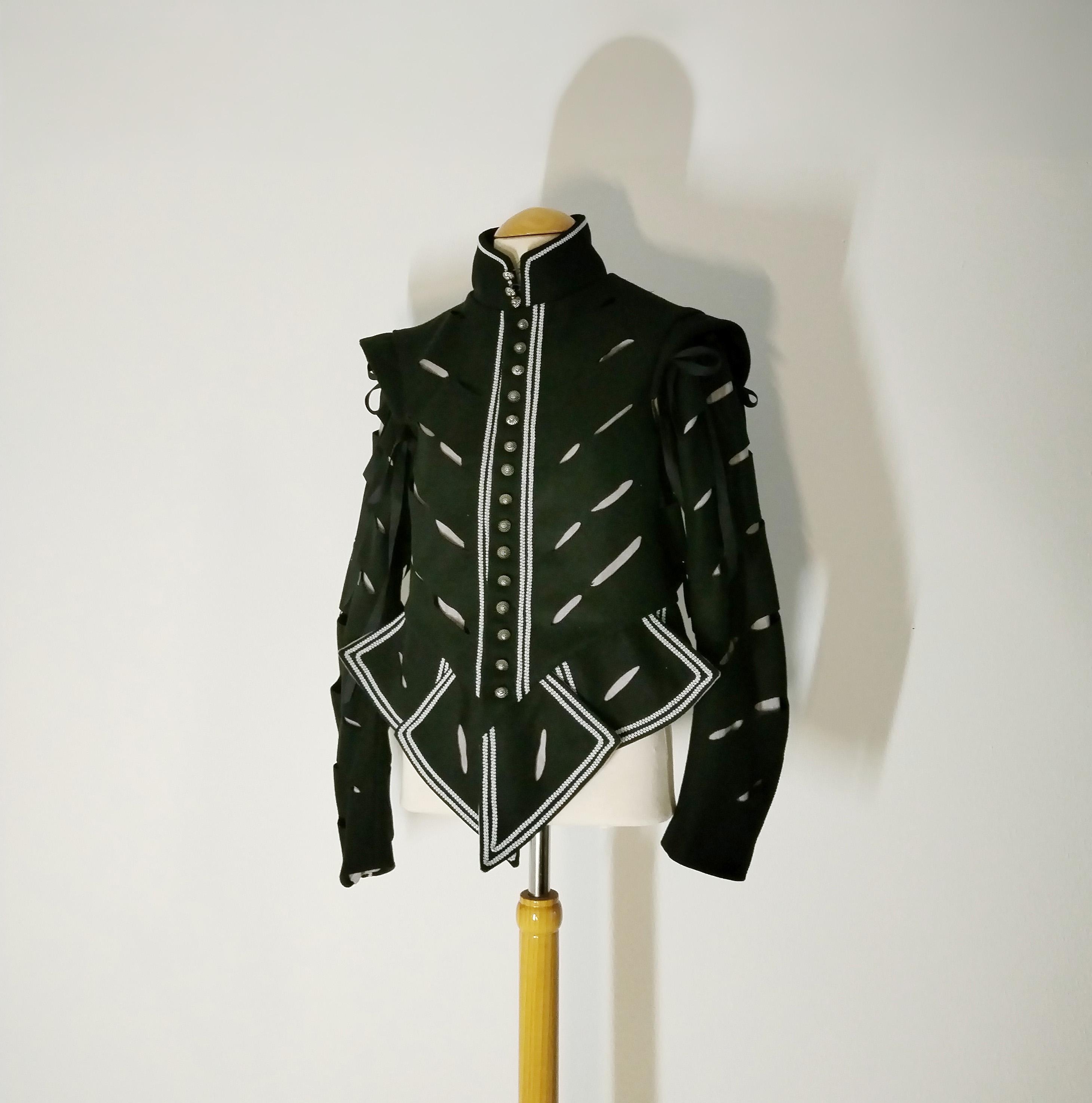 Slashed Wool Doublet Inspired by 17th Original With Detachable 