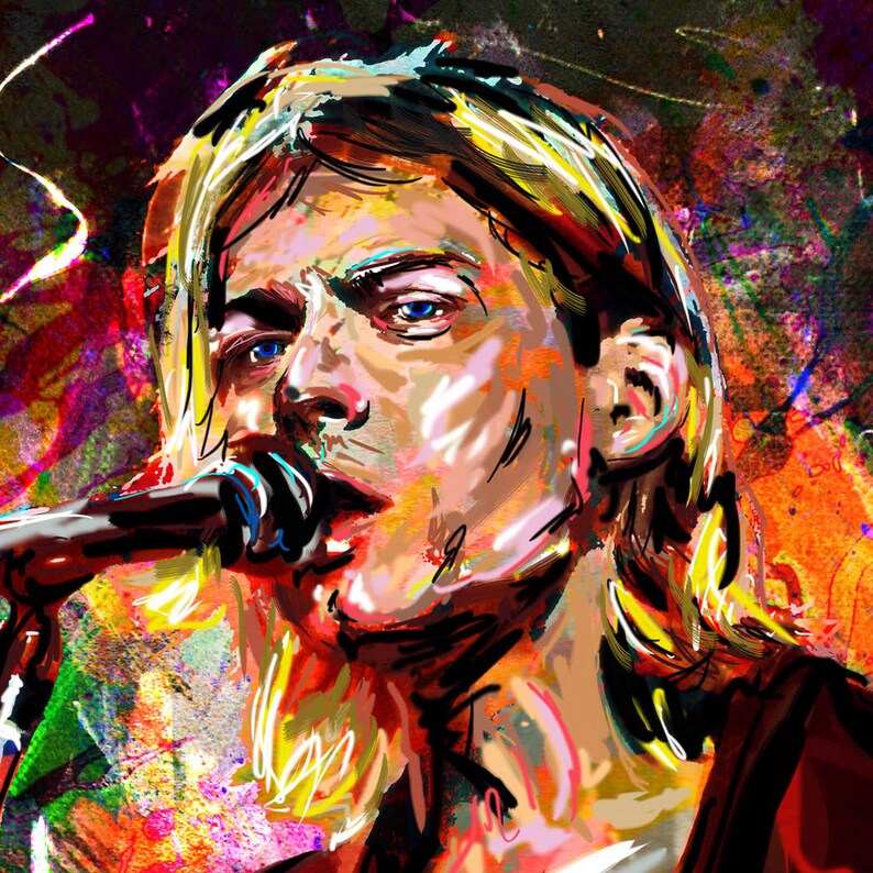 Kurt Cobain Canvas Nirvana Original Cobain Painting Canvas Etsy