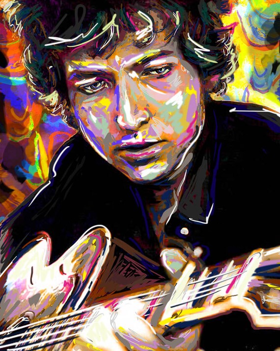 Bob Dylan Art Folk Music Original Dylan Painting Art Print Etsy