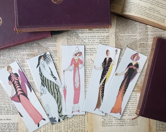 5 Bookmark Set, Unique Bookmarks of Vintage Women in Fashion, Bookmark For Women,  Gifts for Readers,  Gift Under 10, Book Lover Gifts