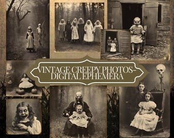 Fotos de brujas espeluznantes para imprimir - Arte vintage para álbumes de recortes de Halloween