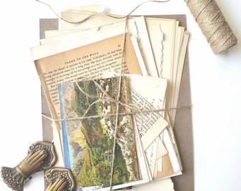 Vintage Ephemera Paper Pack, Scrapbooking Ephemera,  Junk Journal Kit ,  Ephemera Pack, Vintage Postcard, Old Book Pages,   junk journal