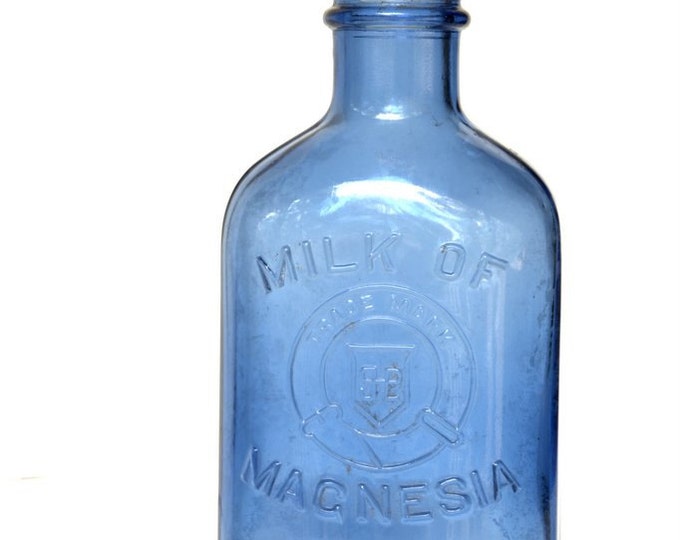 Old Blue Bottles Vintage Blue Milk of Magnesia Bottle Etsy