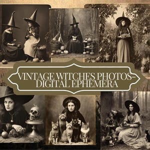 Digitale heksenfoto's: vintage Halloween-katten: 28 afdrukbare afbeeldingen
