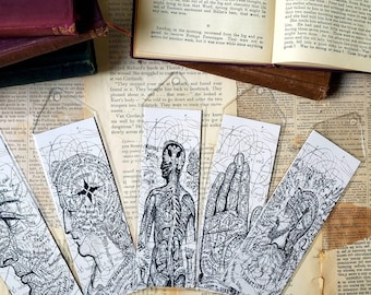 Vintage Science Bookmarks, Black & White (Set of 5 Printable PDF)