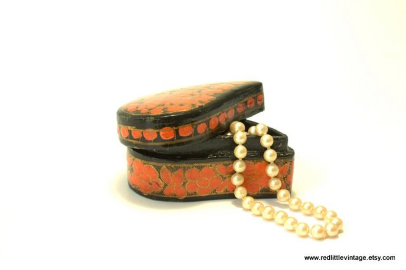 Black and Red Birthday Gift Paper Mache Gifts Jewellery Boxes Jewelry Boxes Trinket Boxes Small Jewelry Box Small Trinket Box