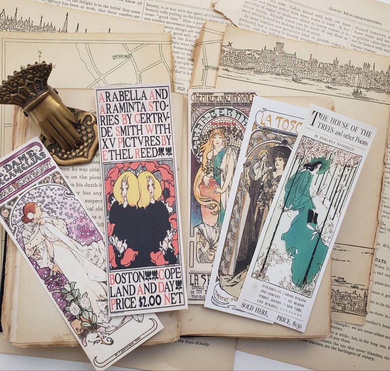 Vintage Bookmarks: Elegant Women Portraits (Digital Download, Set of 5) image 1